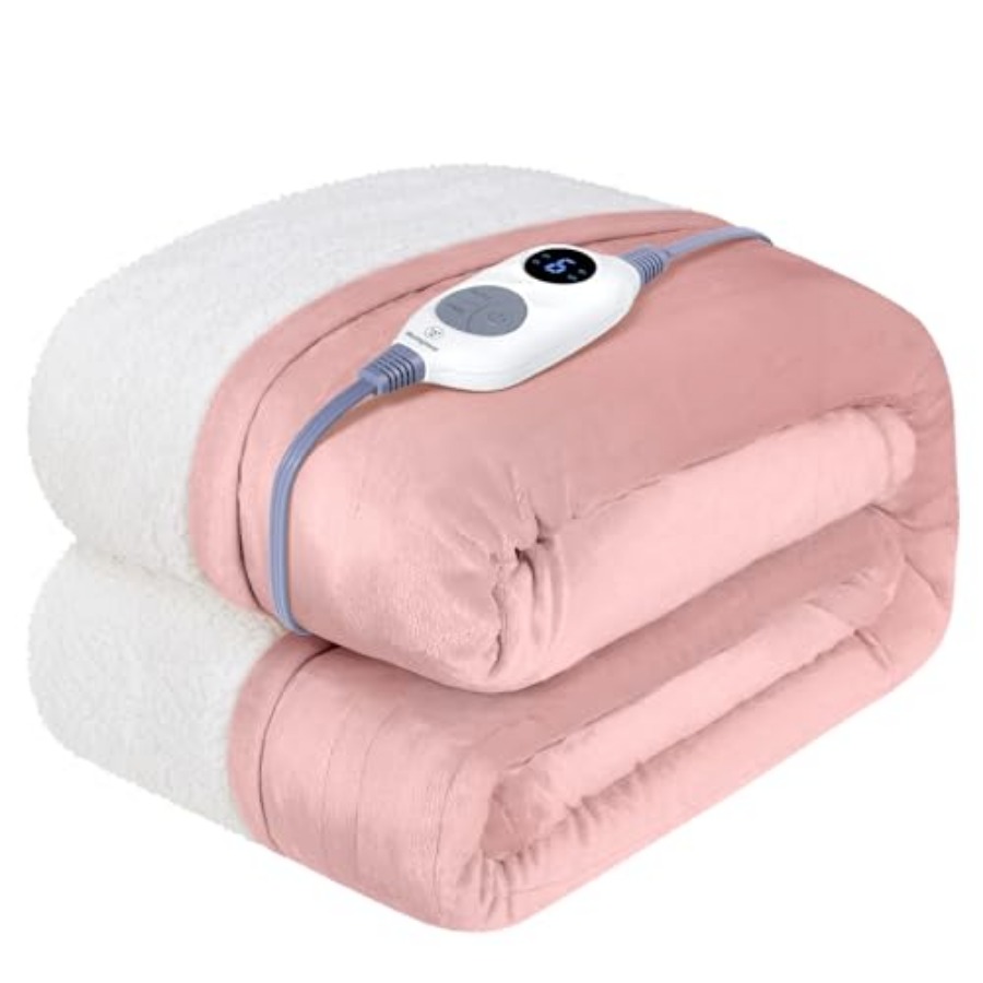Electric Blanket Heated - Heated Blanket Throw, Soft Flannel to