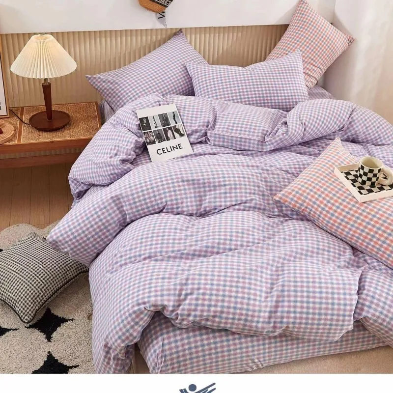 Washed Cotton Plaid Fabric By  - Home Textiles Bedding บทวิจารณ์และราคา
