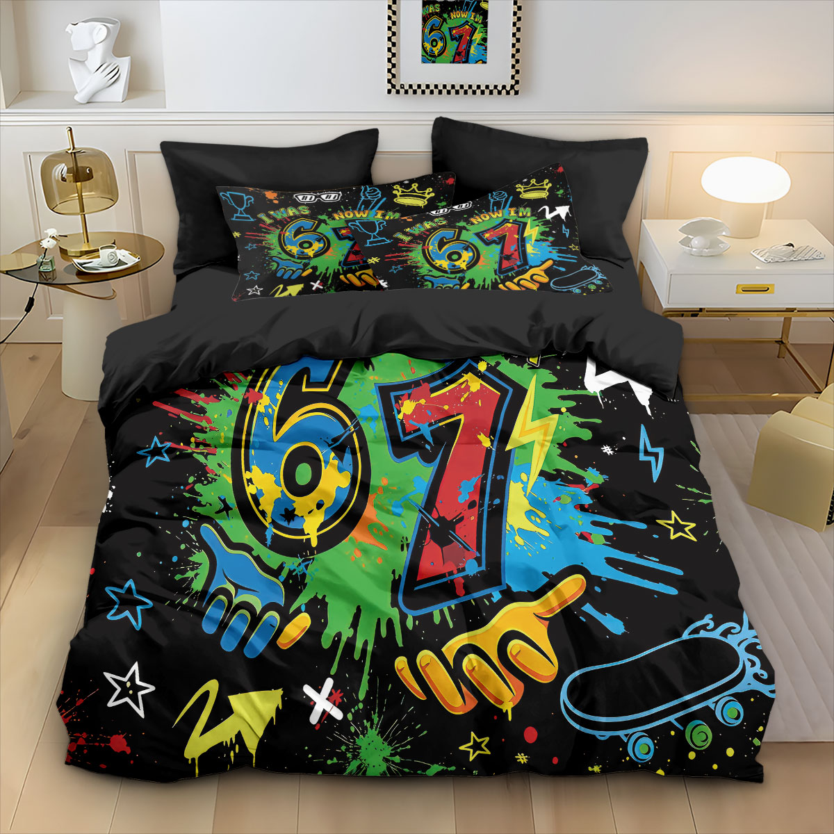 3pcs Graffiti Style Game Contr - Home Textiles Bedding บทวิจารณ์และราคา
