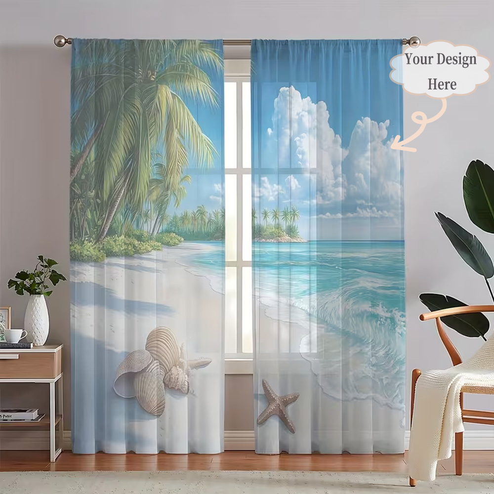 Custom 2D Flat 2pcs Sheer Curt - Home Textiles Images บทวิจารณ์และราคา