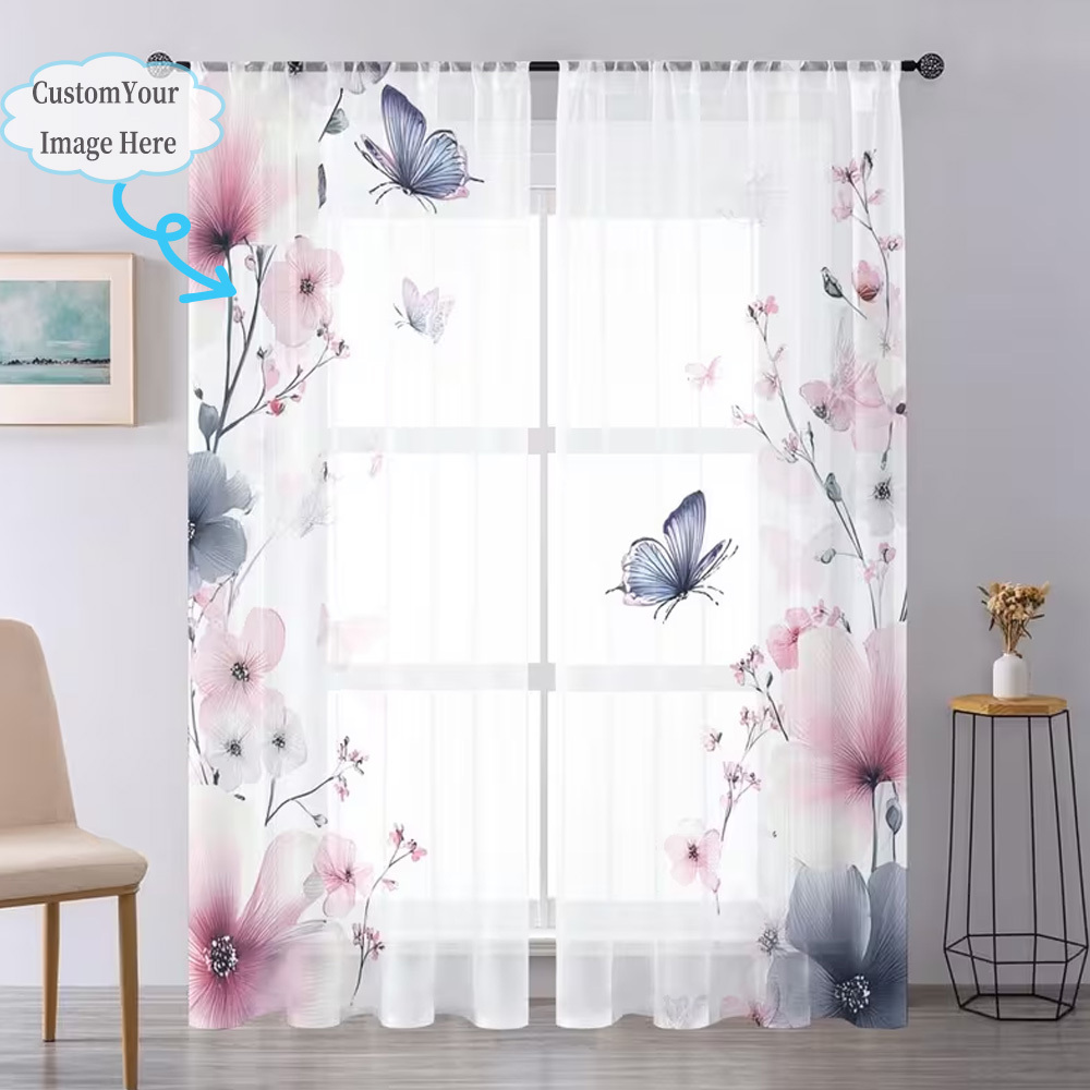 Custom 2D Flat 2pcs Sheer Curt - Home Textiles Images บทวิจารณ์และราคา