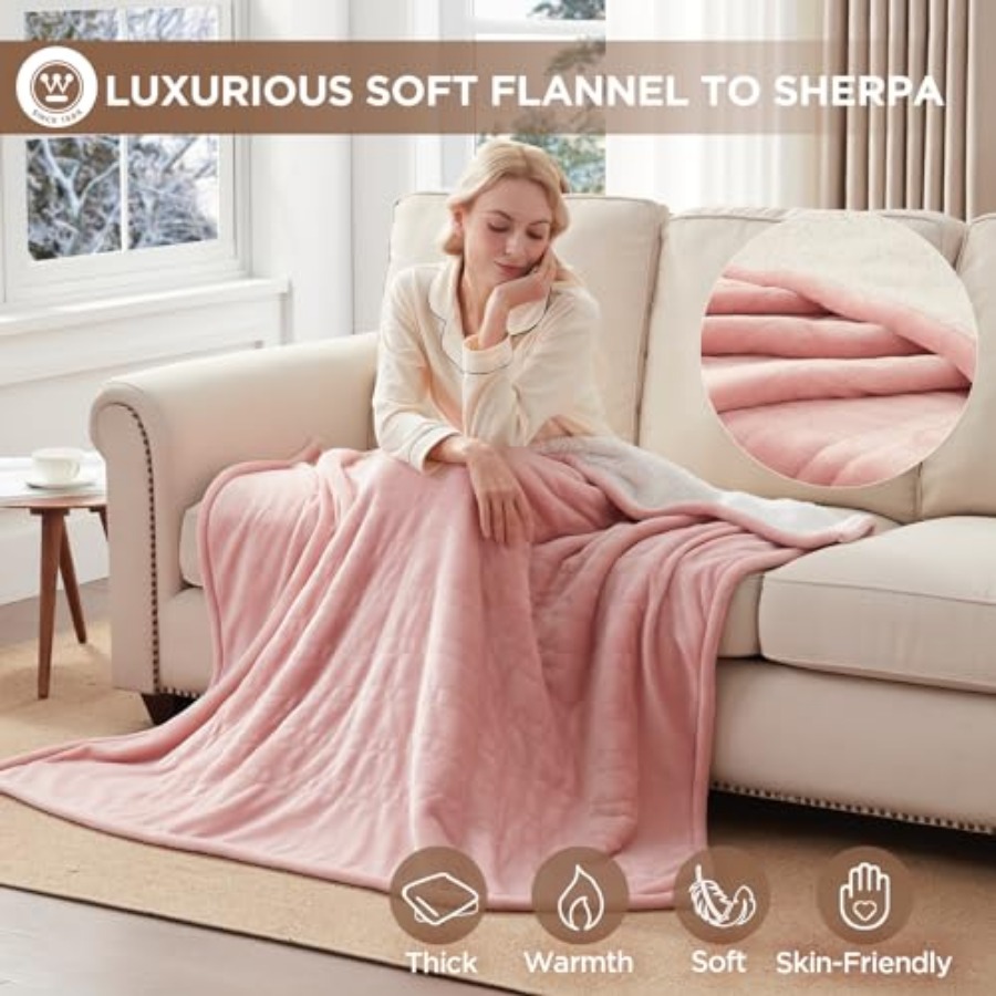 Heated Blanket Throw, Soft Fla - Electric Blanket Heated บทวิจารณ์และราคา