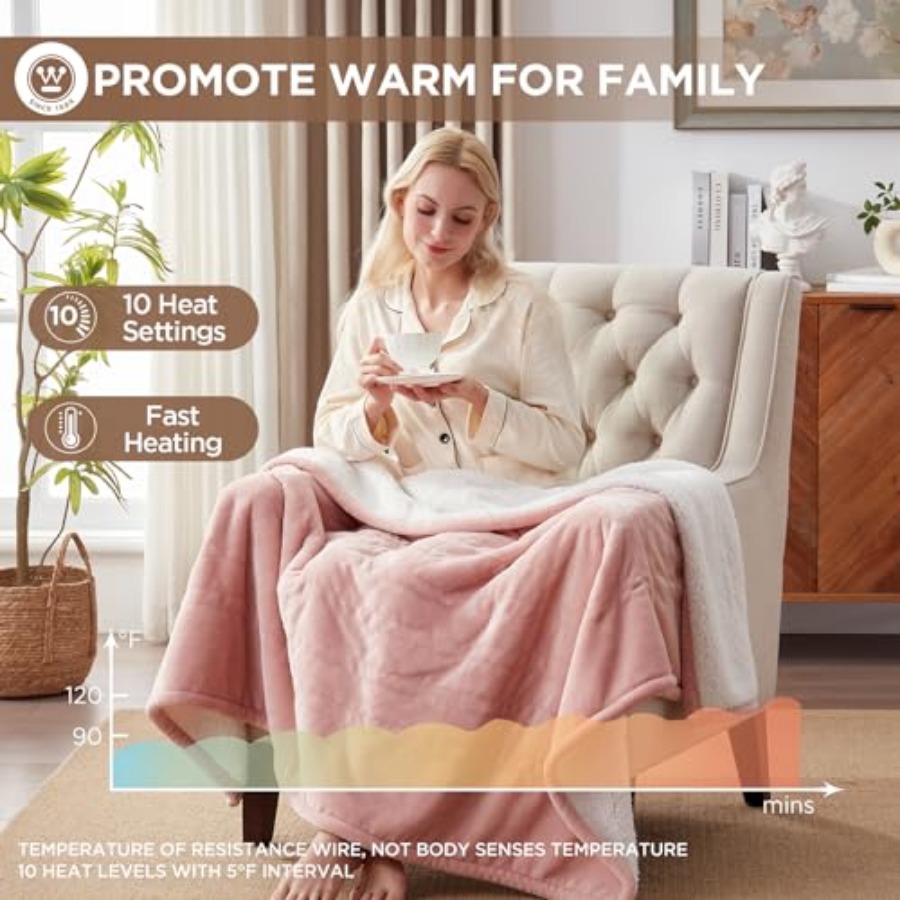 Heated Blanket Throw, Soft Fla - Electric Blanket Heated บทวิจารณ์และราคา