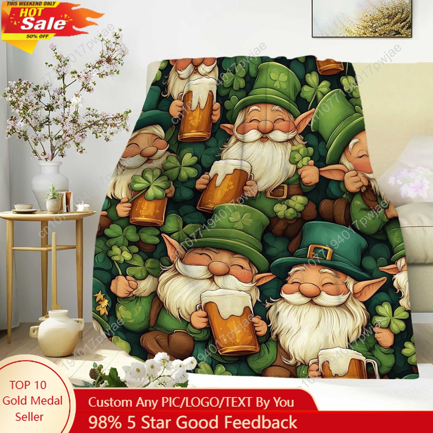 St. Patrick’s Day Gnome Throw  - Home Textiles Today บทวิจารณ์และราคา