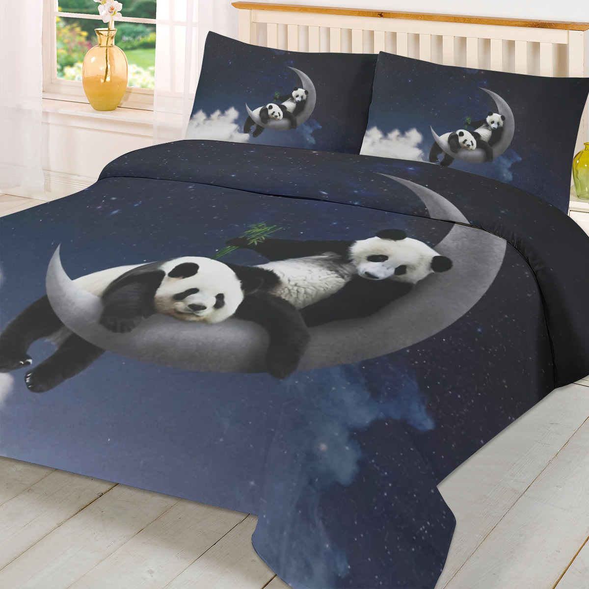 Moon Night Sky Panda Bamboo St - Home Textiles Bedding บทวิจารณ์และราคา