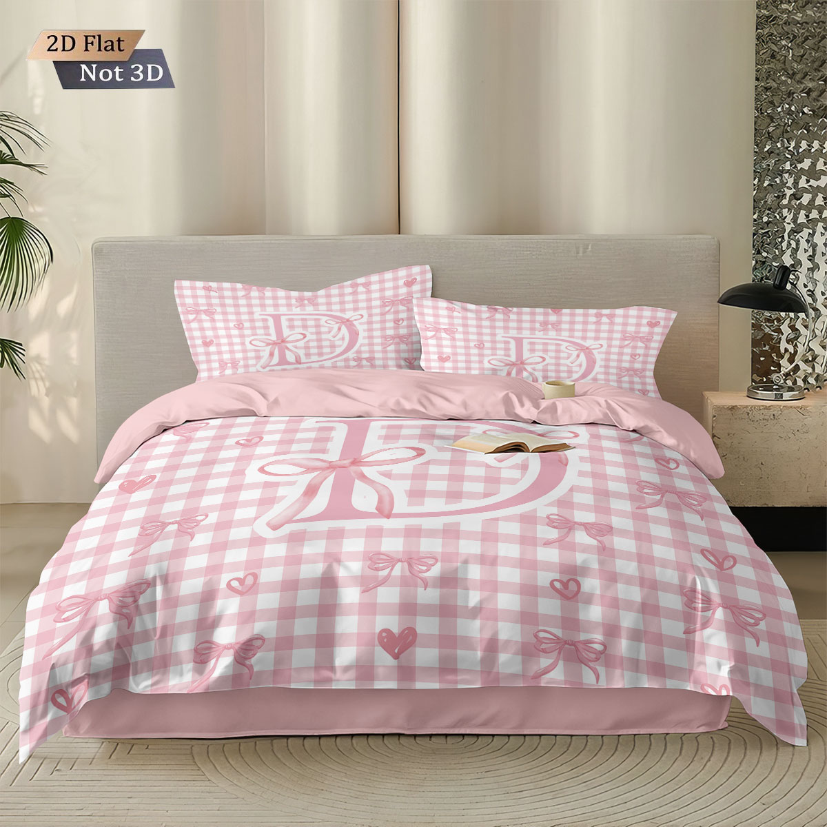 3pcs Pink Bow D-Printed Corele - Home Textiles Bedding บทวิจารณ์และราคา
