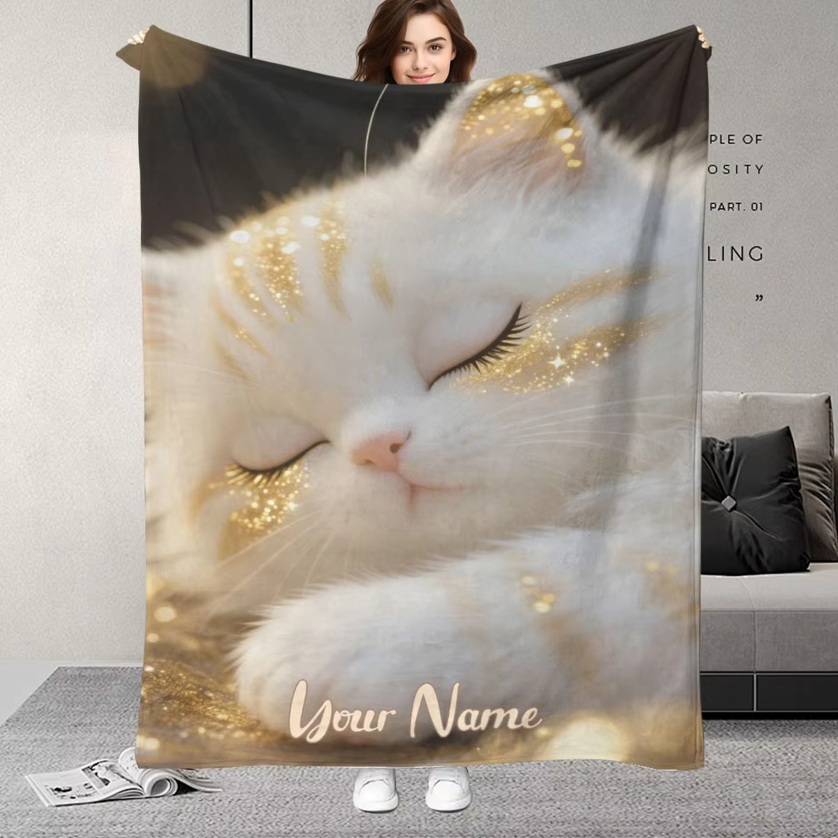 Custom Name Dreamy Cat Pattern - Home Textiles Images บทวิจารณ์และราคา
