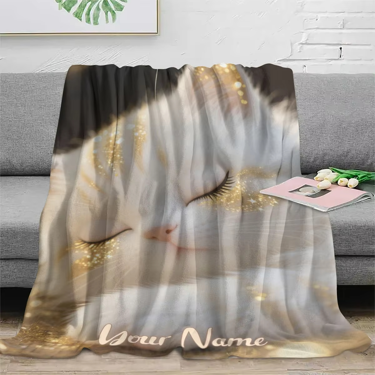 Custom Name Dreamy Cat Pattern - Home Textiles Images บทวิจารณ์และราคา