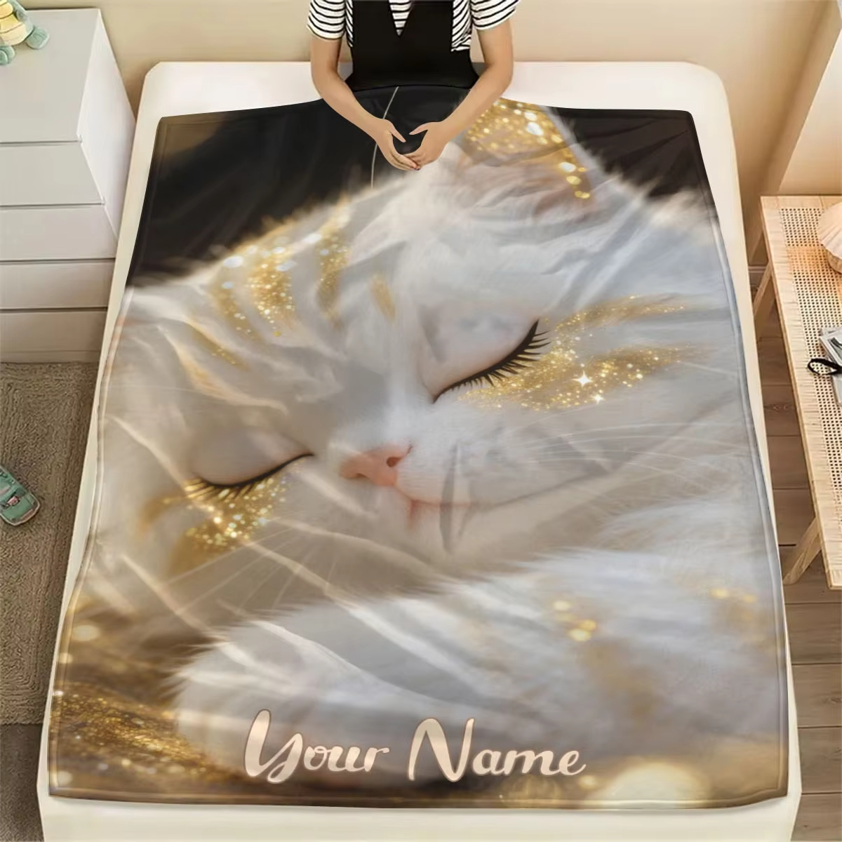 Custom Name Dreamy Cat Pattern - Home Textiles Images บทวิจารณ์และราคา