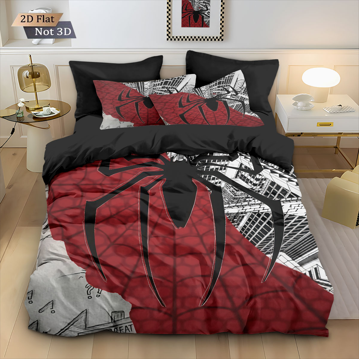3pcs Black Spider Contrasting  - Home Textiles Bedding บทวิจารณ์และราคา
