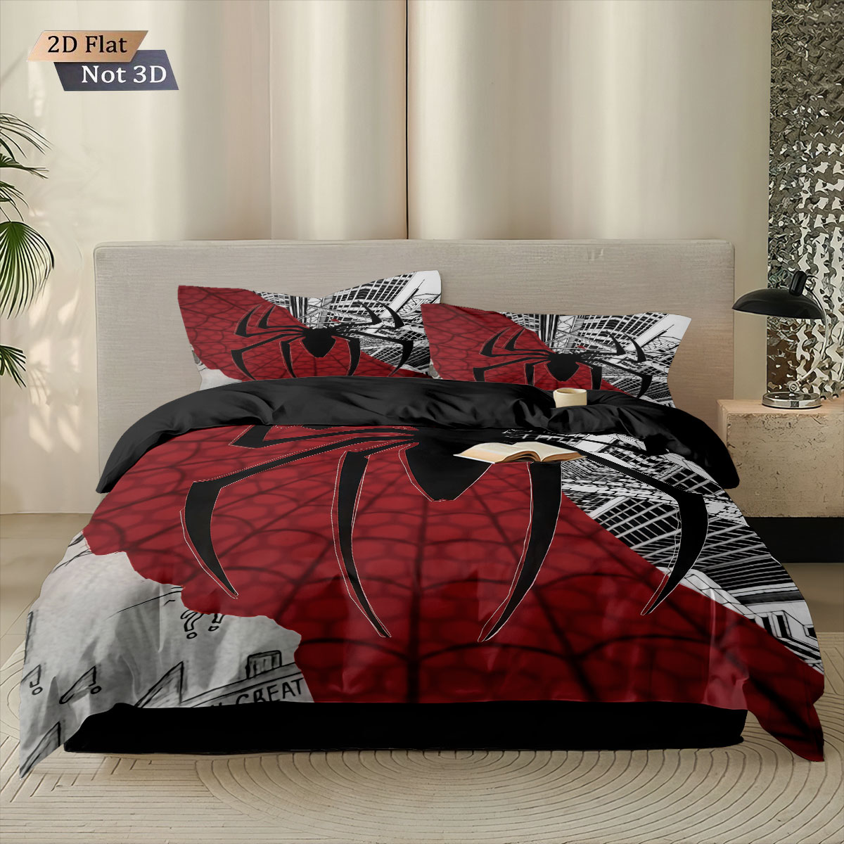 3pcs Black Spider Contrasting  - Home Textiles Bedding บทวิจารณ์และราคา