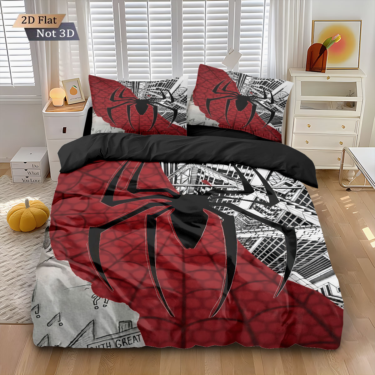 3pcs Black Spider Contrasting  - Home Textiles Bedding บทวิจารณ์และราคา