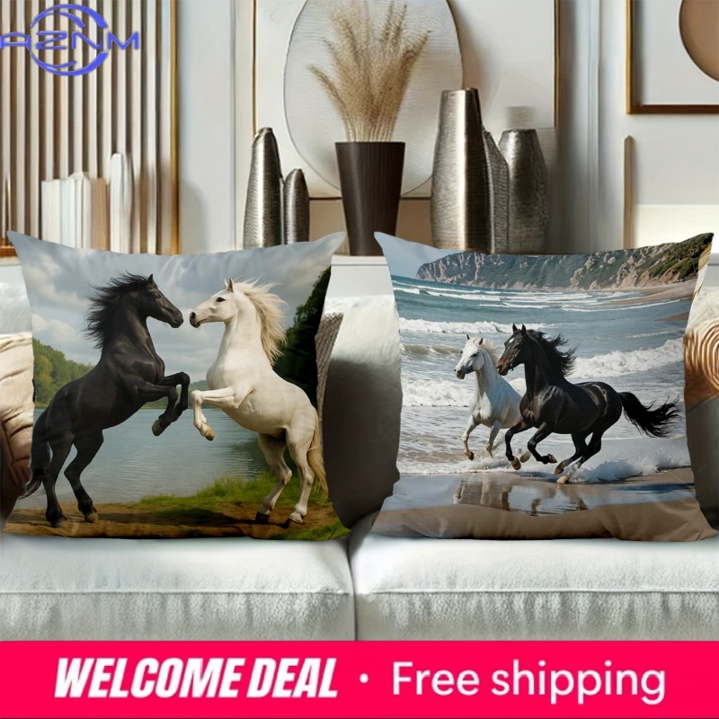 Horse Patterned Cushion Covers - Home Textiles Images บทวิจารณ์และราคา