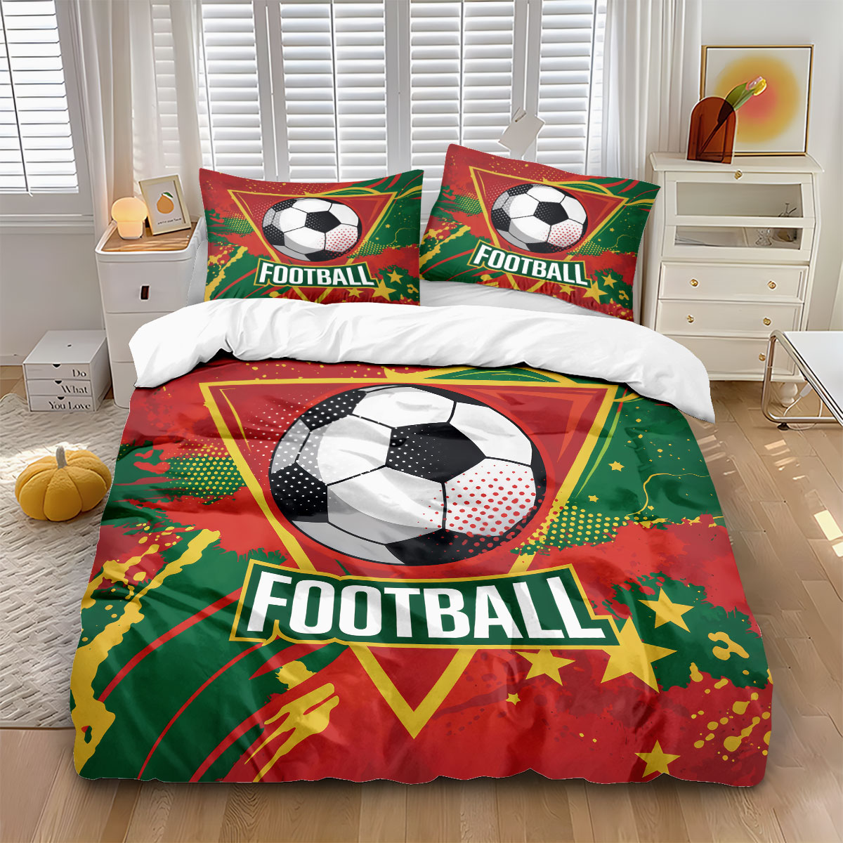 Soccer Football Print Duvet Co - Home Textiles Bedding บทวิจารณ์และราคา