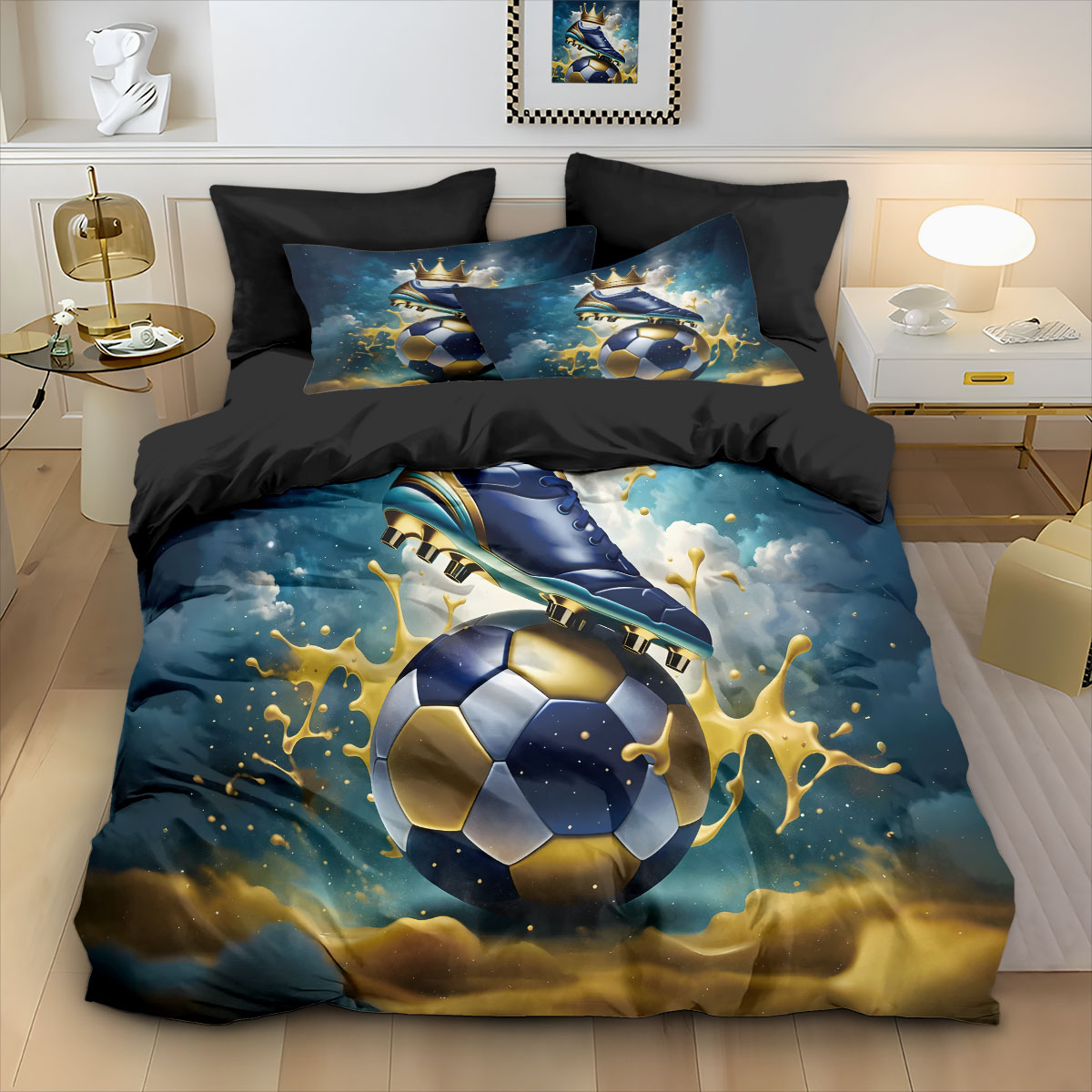 Soccer Football Print Duvet Co - Home Textiles Bedding บทวิจารณ์และราคา